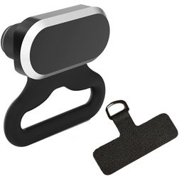 Mobigear 2in1 Aluminum Anti Dust Plug with Lanyard Patch - USB-C - Black
