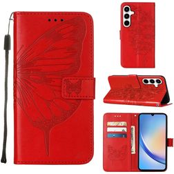 Mobigear Butterfly Samsung Galaxy A35 Plånboksfodral med sedelfack - Röd