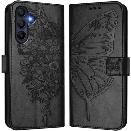 Mobigear Flowers Samsung Galaxy A17 Wallet case - Black