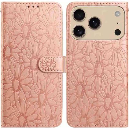 Mobigear Flowers iPhone 17 Pro Knížkové pouzdro Peněženka - Růžově zlatá