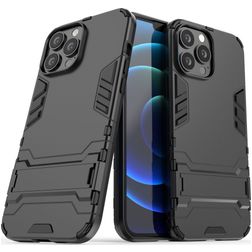 Mobigear Armor Stand iPhone 13 Pro Max Tvrdý plast Zadní kryt odolný proti nárazům se stojánkem - Černá