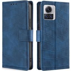 Mobigear Croco Motorola Edge 30 Ultra Funda tipo libro Cartera - Azul
