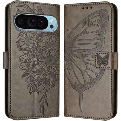 Mobigear Butterfly Google Pixel 9 Pro XL Pungetui med Seddelrum - Grå