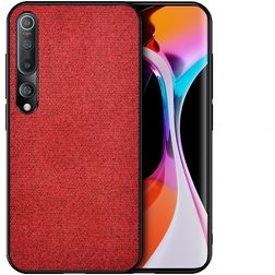 Mobigear Fabric Xiaomi Mi 10 Plástico rígido Capa traseira - Vermelho