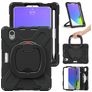 Mobigear RingGuard iPad Mini 7 (2024) Funda Plástico rígido / Silicona Carcasa + Portalápices + Correa bandolera + Soporte - Negro