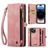 CaseMe 008 iPhone 15 Pro Max Funda tipo libro 2 en 1 con carcasa extraíble Cartera - Rosa