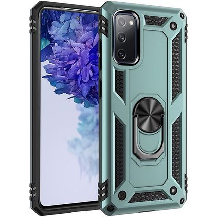 Mobigear Armor Ring Samsung Galaxy S20 FE Hard Case Back cover Shockproof with Ring Holder - Green
