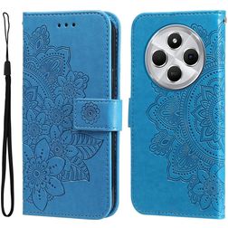 Mobigear Flowers Xiaomi Redmi 14C Plånboksfodral med sedelfack - Blå