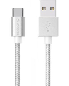 Mobigear Nylon USB-A till USB-C Kabel 1 m - Vit