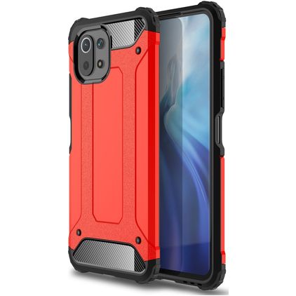 Mobigear Outdoor Xiaomi Mi 11 Lite Funda Plástico rígido Carcasa Antigolpes - Rojo