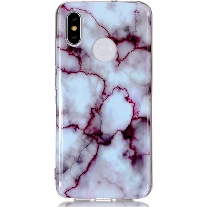 Mobigear Marble Xiaomi Mi 8 TPU flexible Carcasa - Rojo