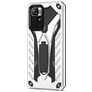 Mobigear Armor Stand POCO M4 Pro 5G Funda Plástico rígido Carcasa Antigolpes con soporte - Plateado