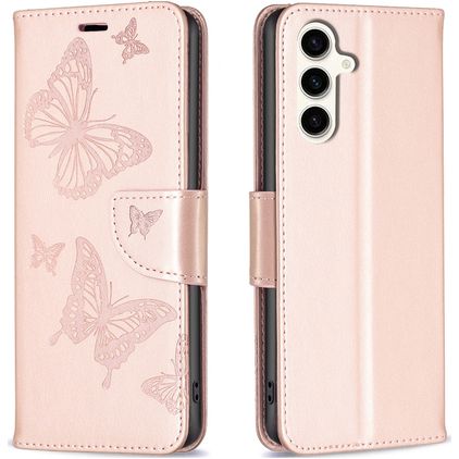 Mobigear Butterfly Samsung Galaxy S23 FE Pungetui med Seddelrum - Rosaguld