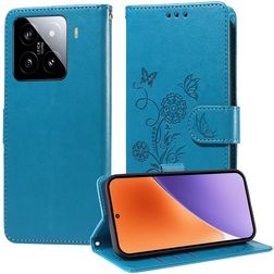 Mobigear Flowers Xiaomi 15 Plånboksfodral med sedelfack - Blå