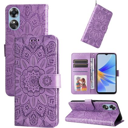 Mobigear Sunflower OPPO A17 Lompakkokotelo + Setelitasku - Violetti