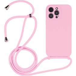 Mobigear Lanyard iPhone 14 Pro Silikon Kryt se šňůrkou - Růžová