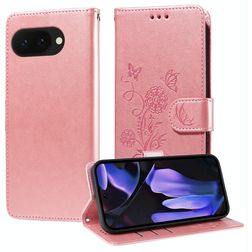 Mobigear Flowers Google Pixel 9a Cover a libro portafoglio - Oro rosa