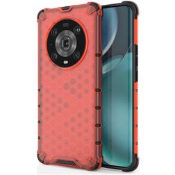 Mobigear Honeycomb HONOR Magic 4 Pro Plástico rígido Capa traseira Antichoque - Vermelho