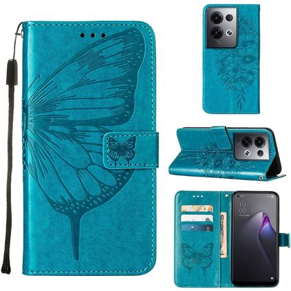 Mobigear Butterfly OPPO Reno 8 Pro 5G Capa livro Carteira - Azul