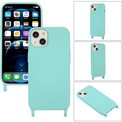 Mobigear Lanyard iPhone 14 Plus Silicone Case with lanyard - Turquoise
