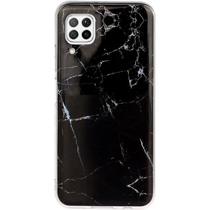 Mobigear Marble Huawei P40 Lite Fleksibel TPU Bagsidecover - Sort