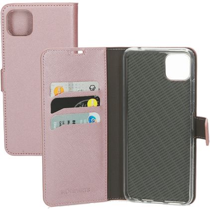 Mobiparts Saffiano Wallet Samsung Galaxy A22 5G Pungetui med Seddelrum - Lyserød