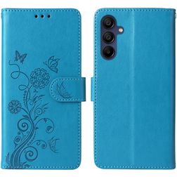 Mobigear Flowers Samsung Galaxy A17 Wallet case - Blue