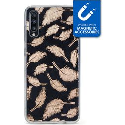 My Style Magneta Samsung Galaxy A70 TPU flexible Carcasa - Golden Feathers