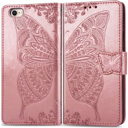 Mobigear Butterfly iPhone SE (2022) Lompakkokotelo + Setelitasku - Ruusukulta