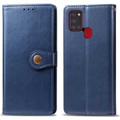 Mobigear Snap Button Samsung Galaxy A21s Cover a libro portafoglio - Blu
