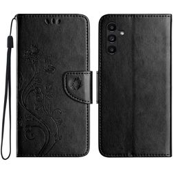 Mobigear Flowers Samsung Galaxy A36 Knížkové pouzdro Peněženka - Černá