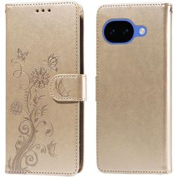 Mobigear Flowers Google Pixel 10a Pungetui med Seddelrum - Guld