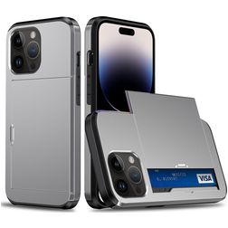 Mobigear Card iPhone 15 Pro Hard Case Back cover Shockproof with Card Holder - Grey