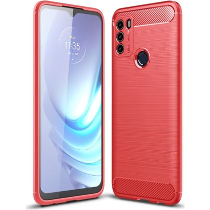 Mobigear Brushed Motorola Moto G50 Fleksibel TPU Bagsidecover - Rød