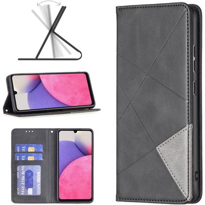 Mobigear Rhombus Slim Samsung Galaxy A33 Funda tipo libro - Negro