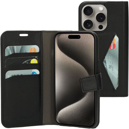 Mobiparts Classic Wallet iPhone 15 Pro Etui z klapką typu portfel - Czarny