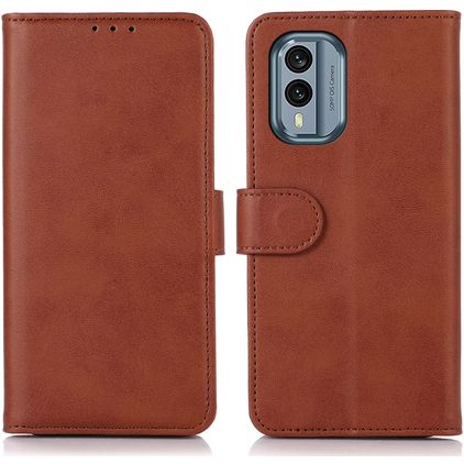 Mobigear Wallet Nokia X30 Lompakkokotelo + Setelitasku - Ruskea