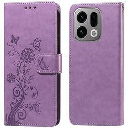 Mobigear Flowers OPPO Find X9 Cover a libro portafoglio - Viola