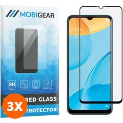 Mobigear Premium OPPO A15 Vidro temperado Película de ecrã - Compatível com capas - Preto (Pack de 3)