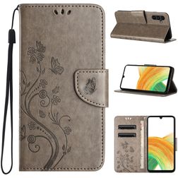 Mobigear Flowers Samsung Galaxy A55 Funda tipo libro Cartera - Gris