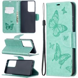 Mobigear Butterfly Samsung Galaxy S21 Ultra Wallet case - Turquoise