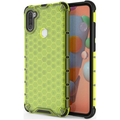 Mobigear Honeycomb Samsung Galaxy A11 Funda Plástico rígido Carcasa Antigolpes - Verde
