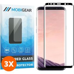 Mobigear Premium Samsung Galaxy S8 Plus Cristal templado Protector de pantalla - Compatible con fundas - Negro (pack de 3)
