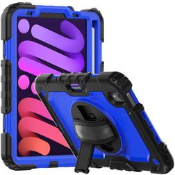 Mobigear SureGrip Xtreme iPad Mini 6 (2021) Capa Plástico rígido / Silicone Capa traseira + Suporte para caneta stylus + Alça de ombro + Suporte - Preto / Azul