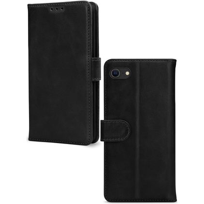 Mobilize Wallet iPhone 8 Aito nahka Lompakkokotelo + Setelitasku - Musta
