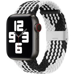 Mobigear Braided Nylon Apple Watch Urrem Klaplås - 49/46/45/44 mm - Sort / Hvid