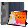 Mutural Tri-Fold Tough iPad Pro 12.9 Inch (2022) Wallet case + Stylus Holder - Black / Navy Blue