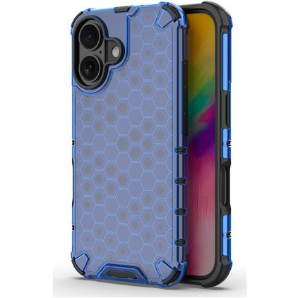 Mobigear Honeycomb iPhone 16 Plus Hårdt Bagsidecover Stødsikkert - Blå
