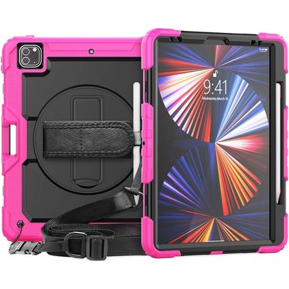 Mobigear SureGrip Xtreme iPad Pro 12,9 polegadas (2018) Capa Plástico rígido / Silicone Capa traseira + Suporte para caneta stylus + Alça de ombro + Suporte - Preto / Rosa