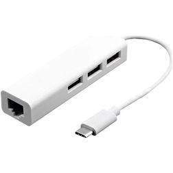 Mobigear USB-C till Ethernet / USB-A Hubb - Vit